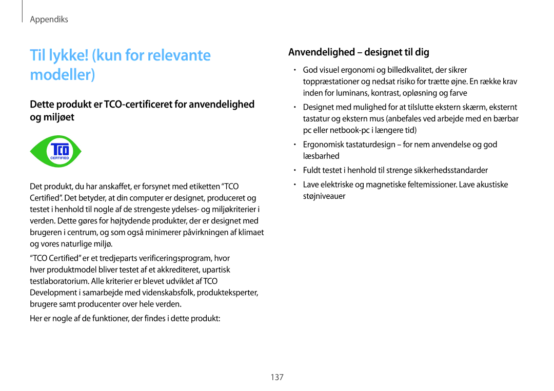 Samsung NP940X3G-K06SE, NP905S3G-K01AE manual Til lykke! kun for relevante modeller, Anvendelighed designet til dig 