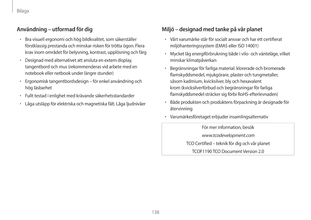 Samsung NP905S3G-K05SE, NP905S3G-K01AE, NP900X3G-K03SE Användning utformad för dig, Miljö designad med tanke på vår planet 