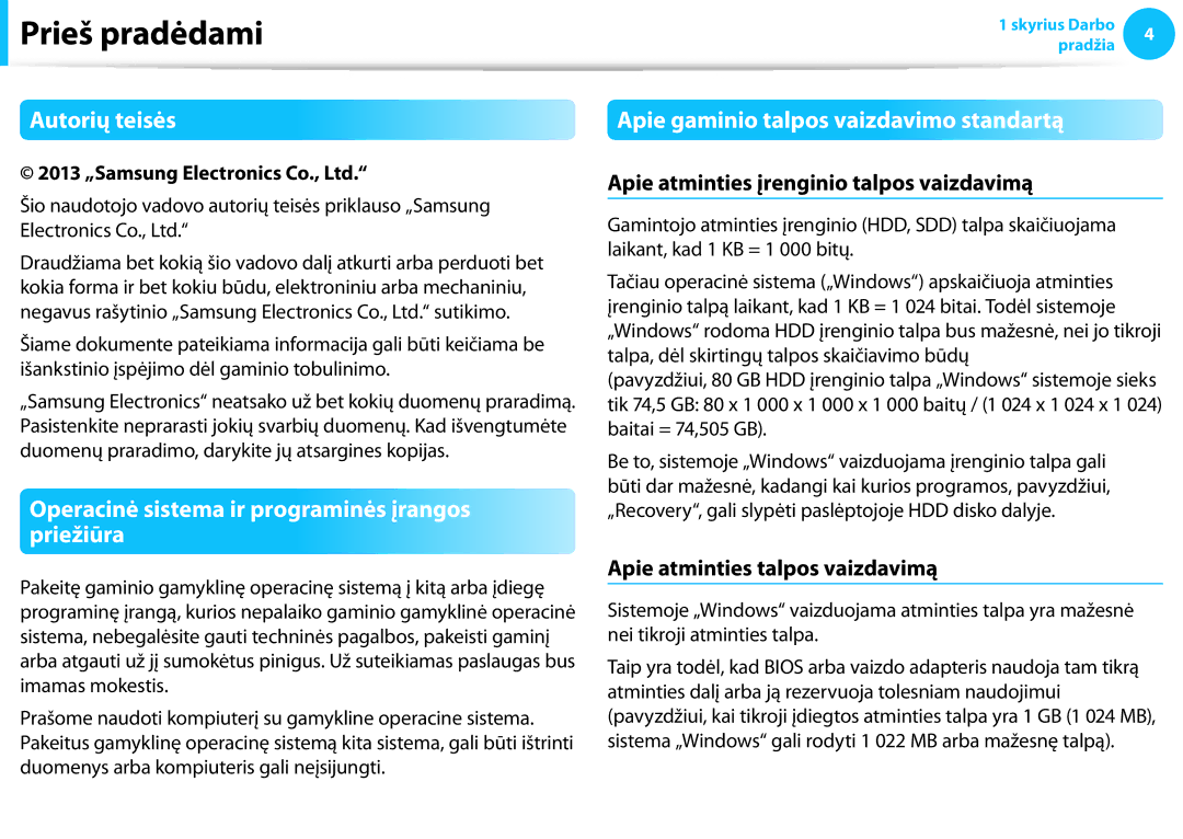 Samsung NP905S3G-K01AE, NP940X3G-K01EE, NP905S3G-K01EE Autorių teisės, Operacinė sistema ir programinės įrangos priežiūra 