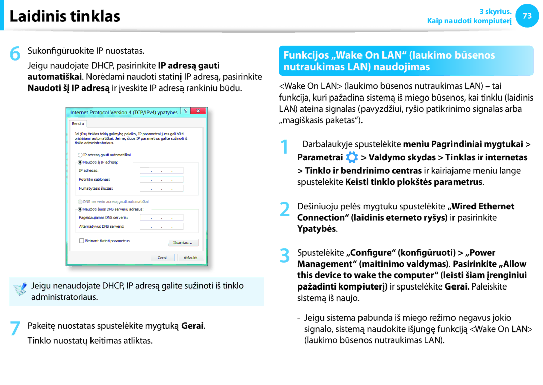 Samsung NP905S3G-K02EE, NP905S3G-K01AE, NP940X3G-K01EE manual Connection laidinis eterneto ryšys ir pasirinkite, Ypatybės 