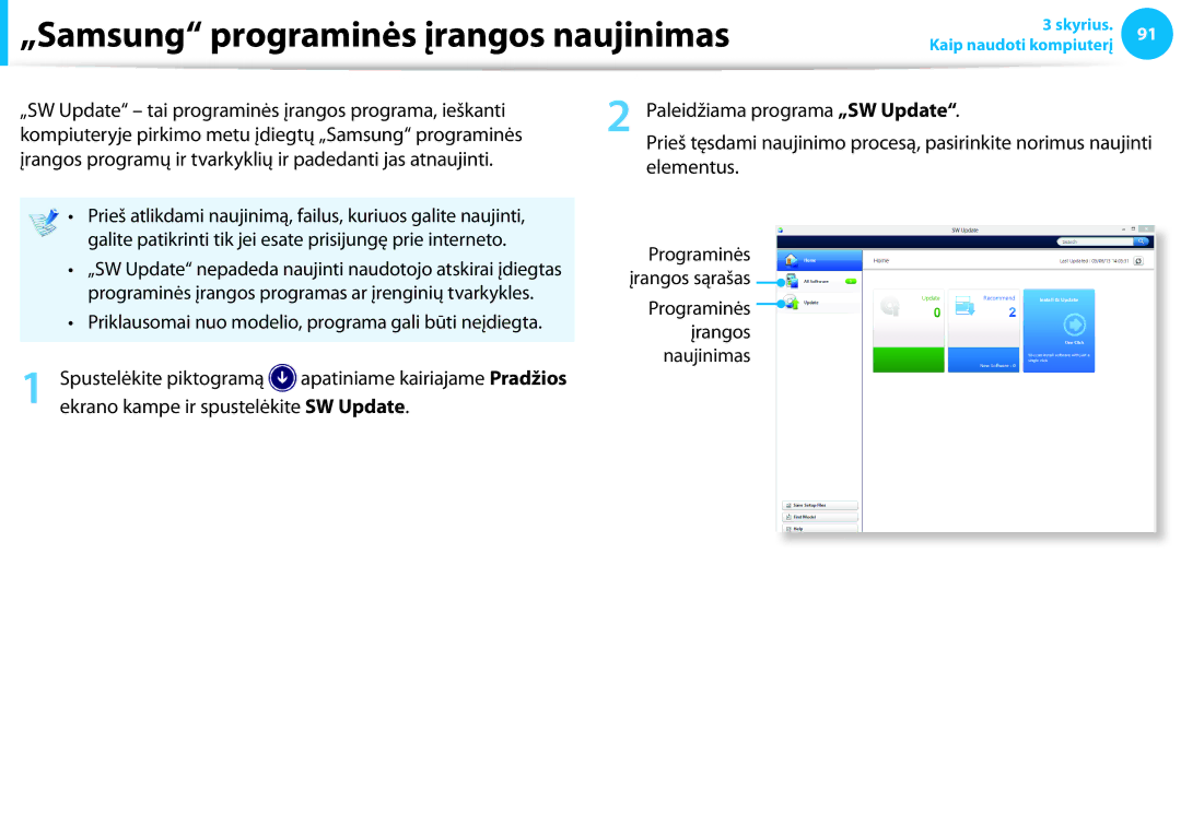 Samsung NP905S3G-K01EE, NP905S3G-K01AE manual „Samsung programinės įrangos naujinimas, Programinės įrangos Naujinimas 