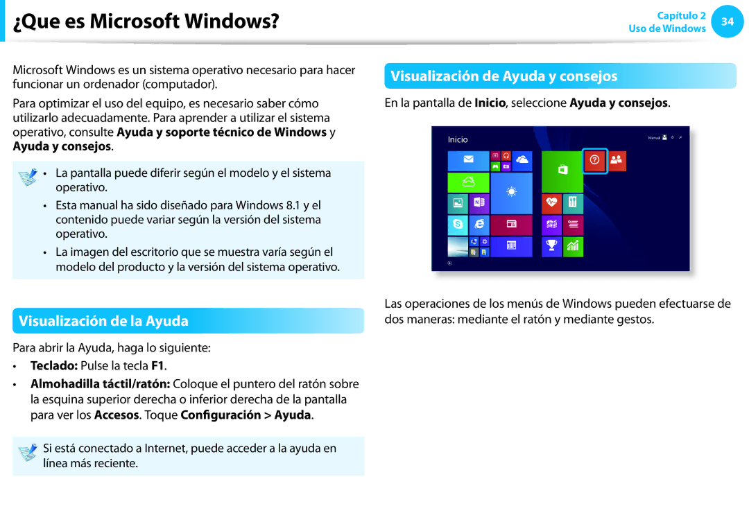 Samsung NP470R5E-X02ES manual ¿Que es Microsoft Windows?, Visualización de Ayuda y consejos, Visualización de la Ayuda 