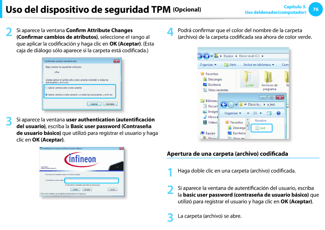 Samsung NP470R5E-X02ES manual Apertura de una carpeta archivo codificada, Si aparece la ventana Confirm Attribute Changes 