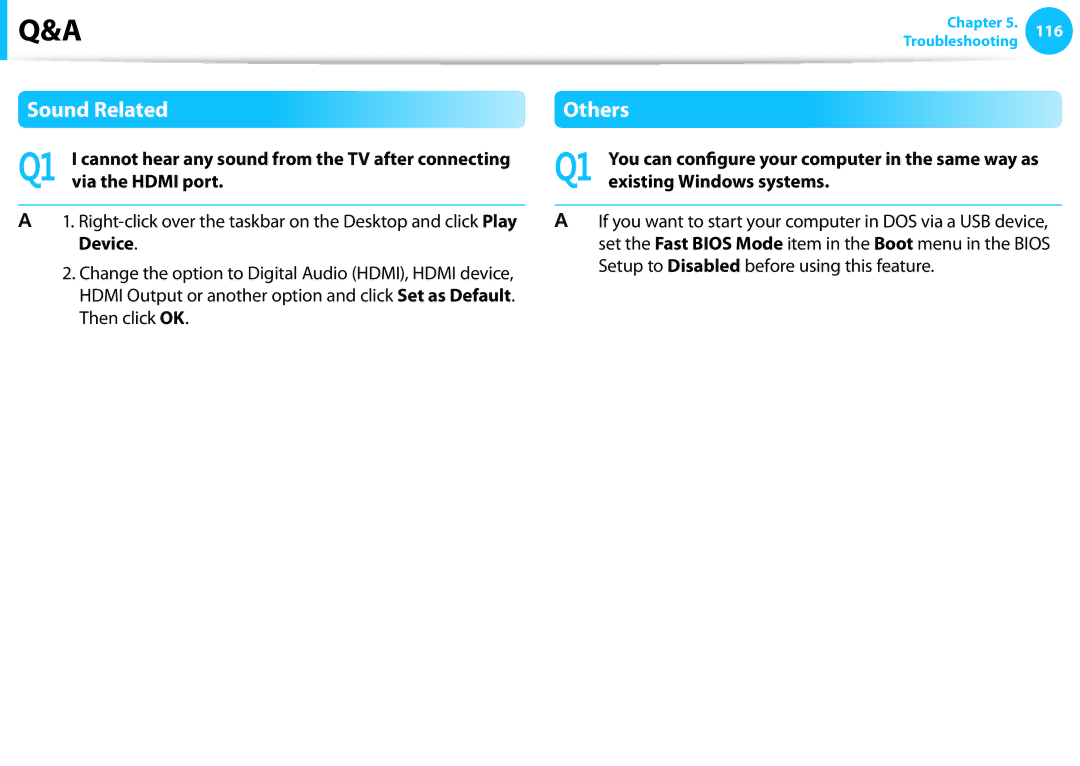 Samsung NP915S3G-K01US, NP915S3GK01US, NP915S3G-K02US user manual Sound Related, Others, Existing Windows systems 