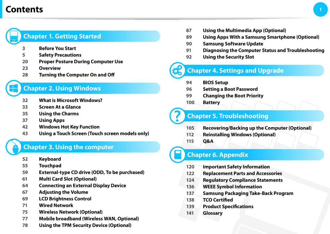 Samsung NP915S3G-K01US user manual Contents 