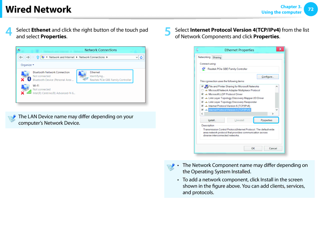 Samsung NP905S3GK02US, NP915S3GK02US user manual Select Internet Protocol Version 4TCP/IPv4 from the list 