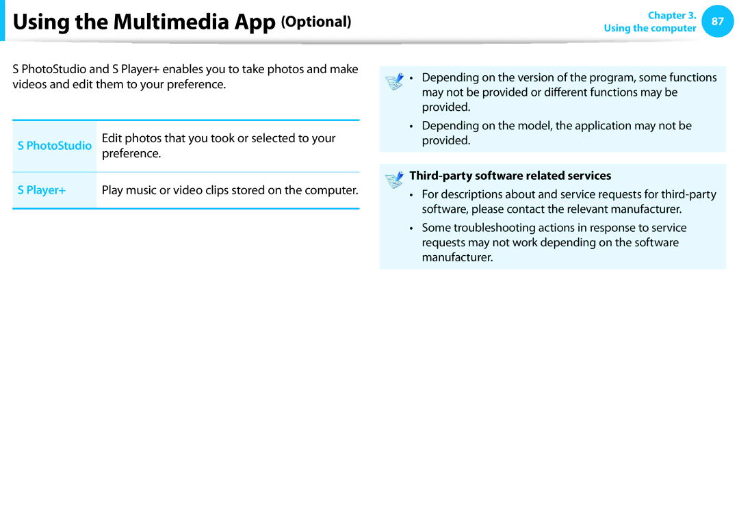 Samsung NP915S3GK02US Using the Multimedia App Optional, Edit photos that you took or selected to your, Preference 