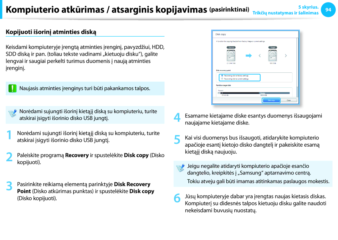 Samsung NP940X3G-K01EE manual Kopijuoti išorinį atminties diską 