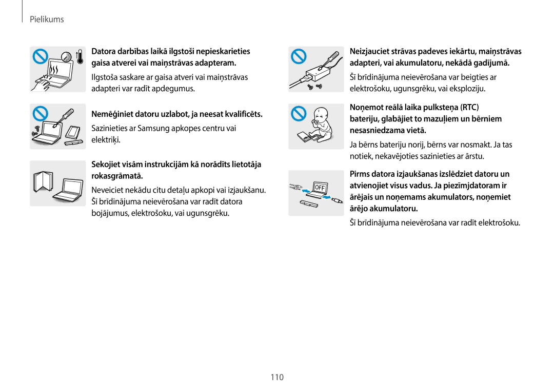 Samsung NP940X3G-K01EE Nemēģiniet datoru uzlabot, ja neesat kvalificēts, Šī brīdinājuma neievērošana var radīt elektrošoku 