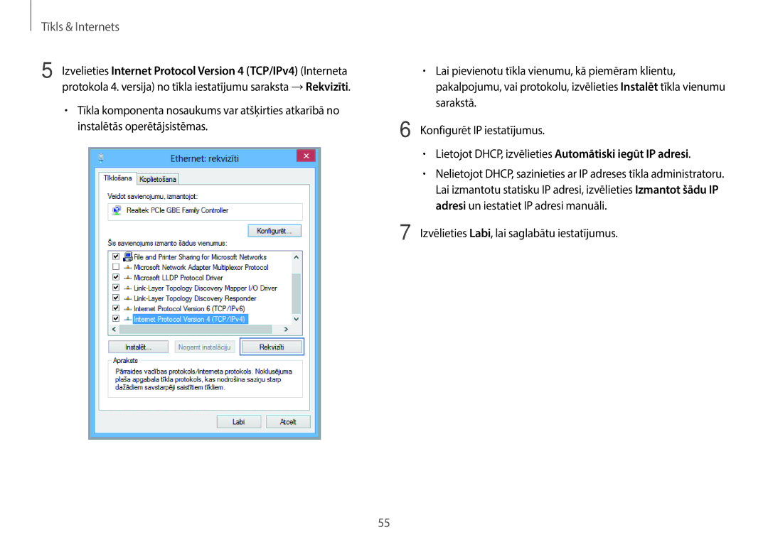 Samsung NP940X3G-K01EE manual Tīkls & Internets, Izvēlieties Labi, lai saglabātu iestatījumus 