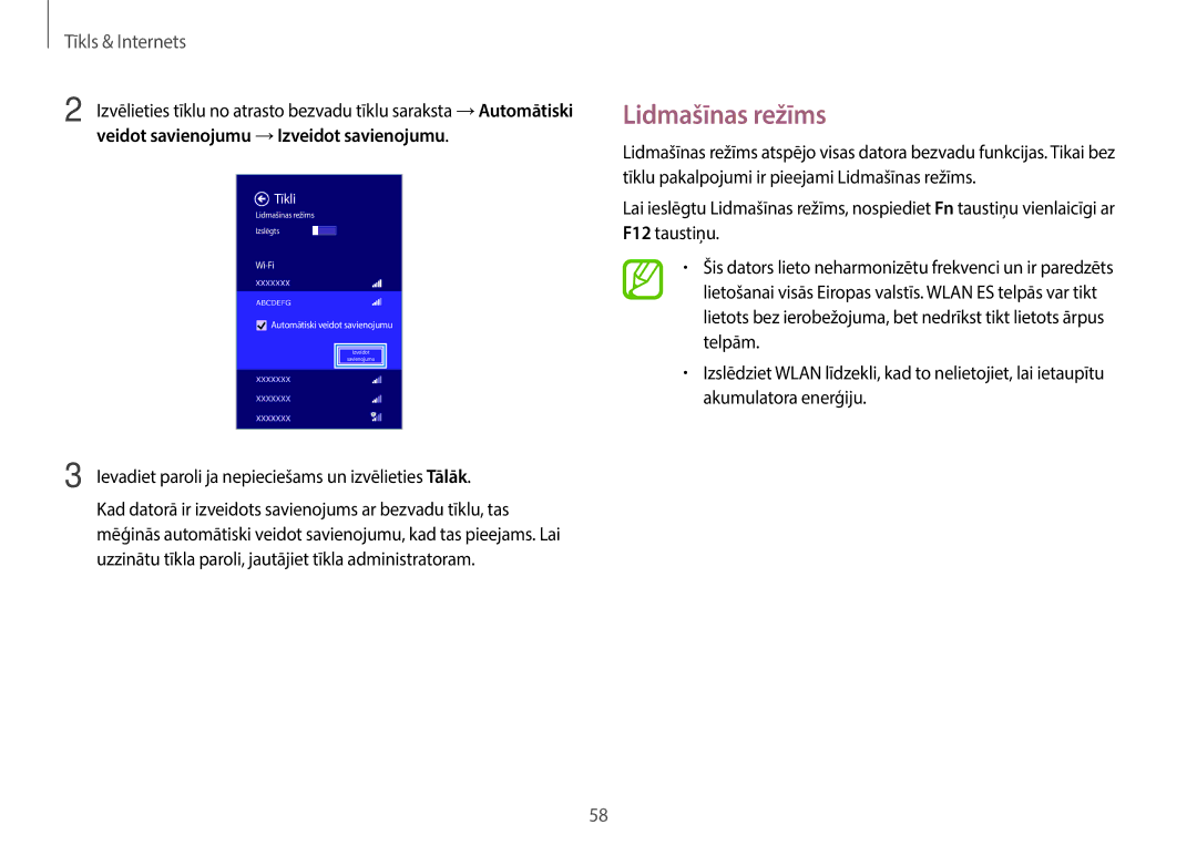 Samsung NP940X3G-K01EE manual Lidmašīnas režīms 