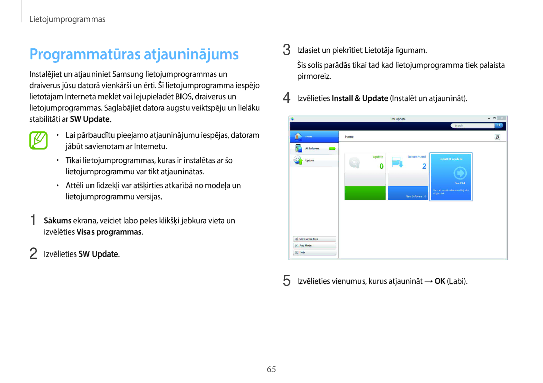 Samsung NP940X3G-K01EE manual Programmatūras atjauninājums 