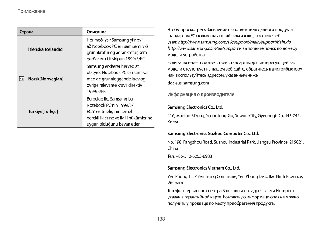 Samsung NP940X3G-K01EE manual ÍslenskaIcelandic, NorskNorwegian, TürkiyeTürkçe 