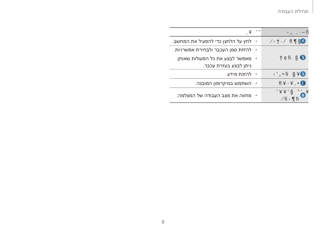 Samsung NP940X3G-K01IL, NP940X3G-K03IL manual רואית םש/רפסמ, הלעפה ןצחל, עגמ חול, םישקמ חול, ןופורקימ, יוויח תירונ, המלצמ 