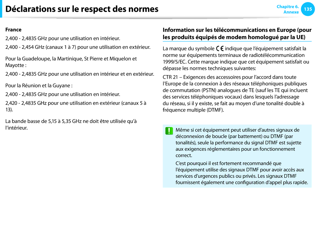 Samsung NP940X3G-K03FR, NP940X3G-K02FR, NP905S3G-K06FR, NP300E5A-S01FR manual Déclarations sur le respect des normes, France 