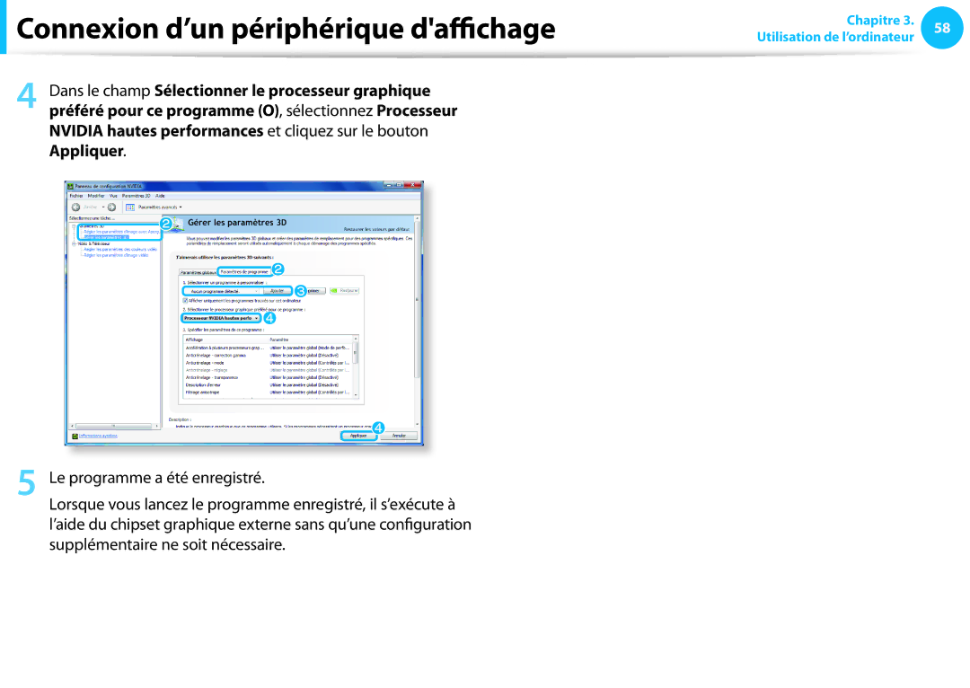 Samsung NP300E5A-S08FR, NP940X3G-K02FR, NP905S3G-K06FR, NP300E5A-S01FR, NP270E5E-X05FR manual Le programme a été enregistré 