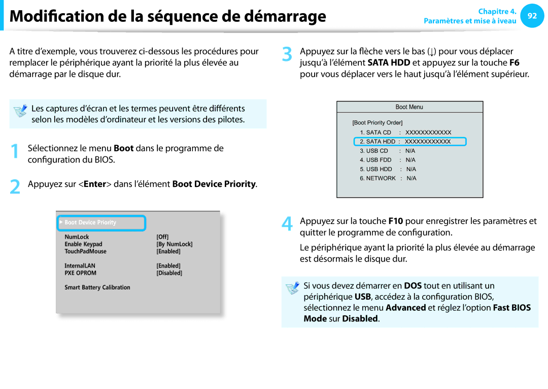 Samsung NP3530EC-T01FR, NP940X3G-K02FR, NP905S3G-K06FR, NP300E5A-S01FR manual Modification de la séquence de démarrage 