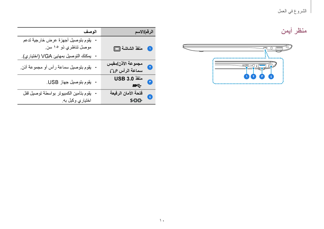 Samsung NP940X3G-K02SA manual نميأ رظنم, ةعيفرلا ناملأا ةحتف هب لبكو يرايتخا 