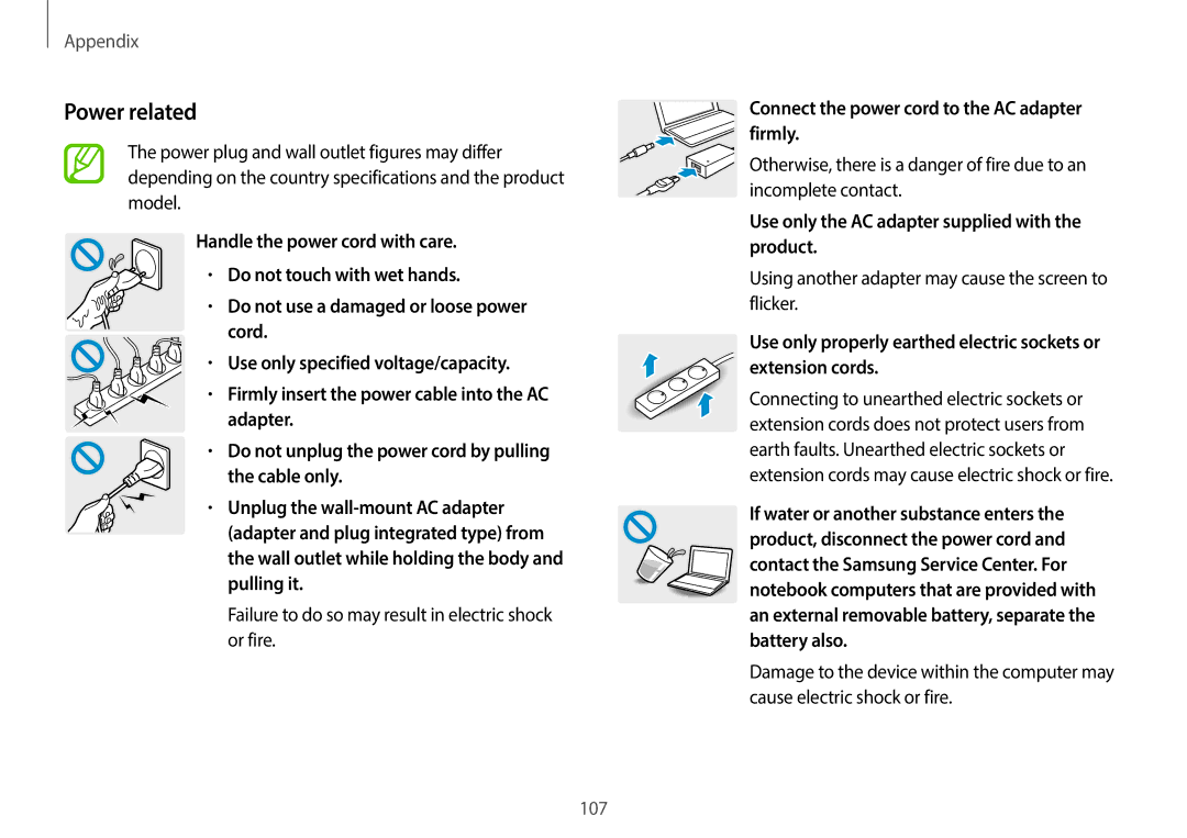 Samsung NP940X3G-K04US user manual Power related 