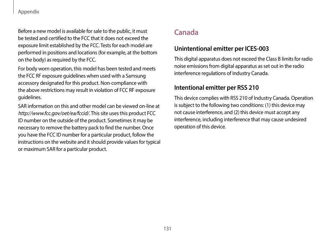 Samsung NP940X3G-K04US user manual Canada, Unintentional emitter per ICES-003, Intentional emitter per RSS 