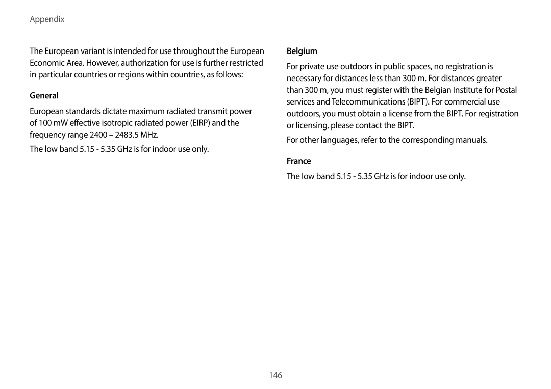 Samsung NP940X3GK02US, NP940X3GK04US user manual Belgium, For other languages, refer to the corresponding manuals, France 