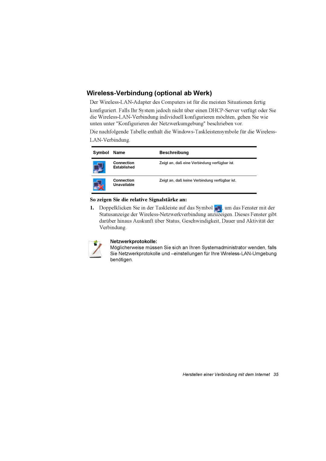 Samsung NQ10TP2A01/SEG, NQ10TP2X01/SEG Wireless-Verbindung optional ab Werk, So zeigen Sie die relative Signalstärke an 