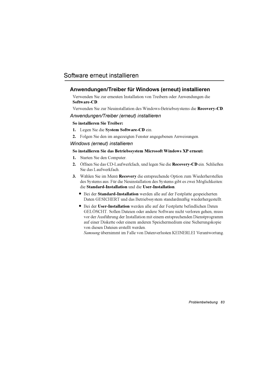 Samsung NQ10TP2X08/SEG, NQ10TP2X01/SEG Software erneut installieren, Anwendungen/Treiber für Windows erneut installieren 