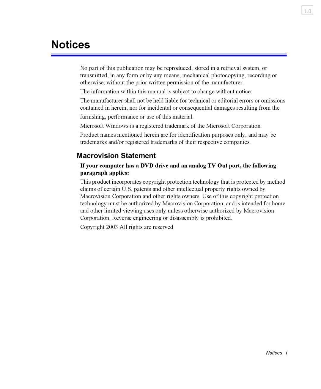 Samsung NQ25TP06M6/SUK, NQ20RH3G98/SEK, NQ25PRT001/SEG, NQ20RH1XQH/SEK, NQ25PRT002/SEG manual Macrovision Statement 