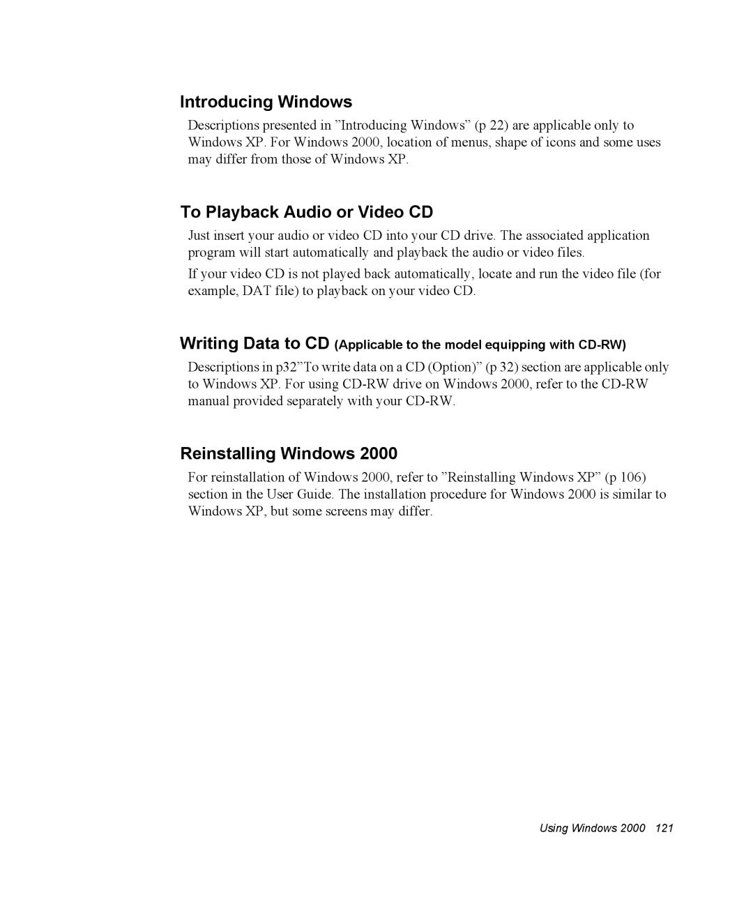 Samsung NQ20RP3GH8/SEF, NQ20RH3G98/SEK, NQ25TP06M6/SUK, NQ25PRT001/SEG Introducing Windows, To Playback Audio or Video CD 