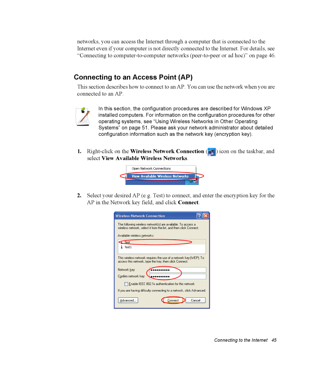 Samsung NQ25PRT003/SEF, NQ20RH3G98/SEK, NQ25TP06M6/SUK, NQ25PRT001/SEG, NQ20RH1XQH/SEK manual Connecting to an Access Point AP 