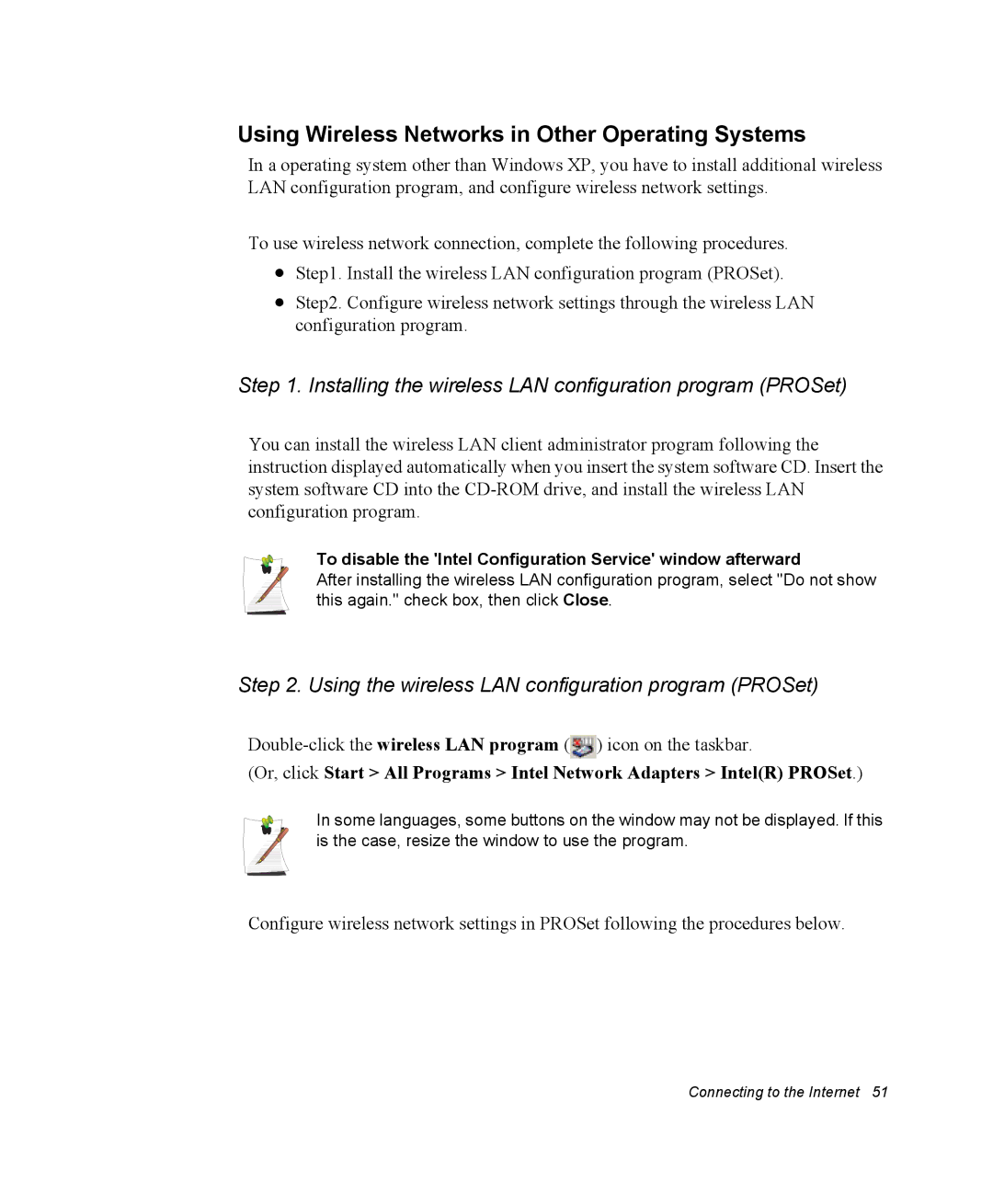 Samsung NQ25PRT002/SEG, NQ20RH3G98/SEK, NQ25TP06M6/SUK, NQ25PRT001/SEG Using Wireless Networks in Other Operating Systems 