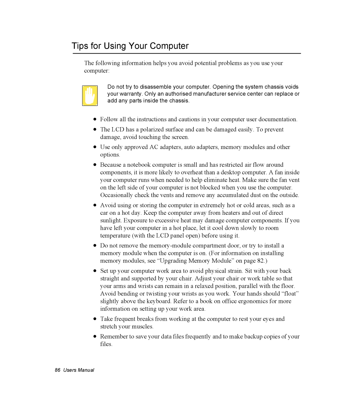 Samsung NQ25PRT004/SEF, NQ20RH3G98/SEK, NQ25TP06M6/SUK, NQ25PRT001/SEG, NQ20RH1XQH/SEK manual Tips for Using Your Computer 