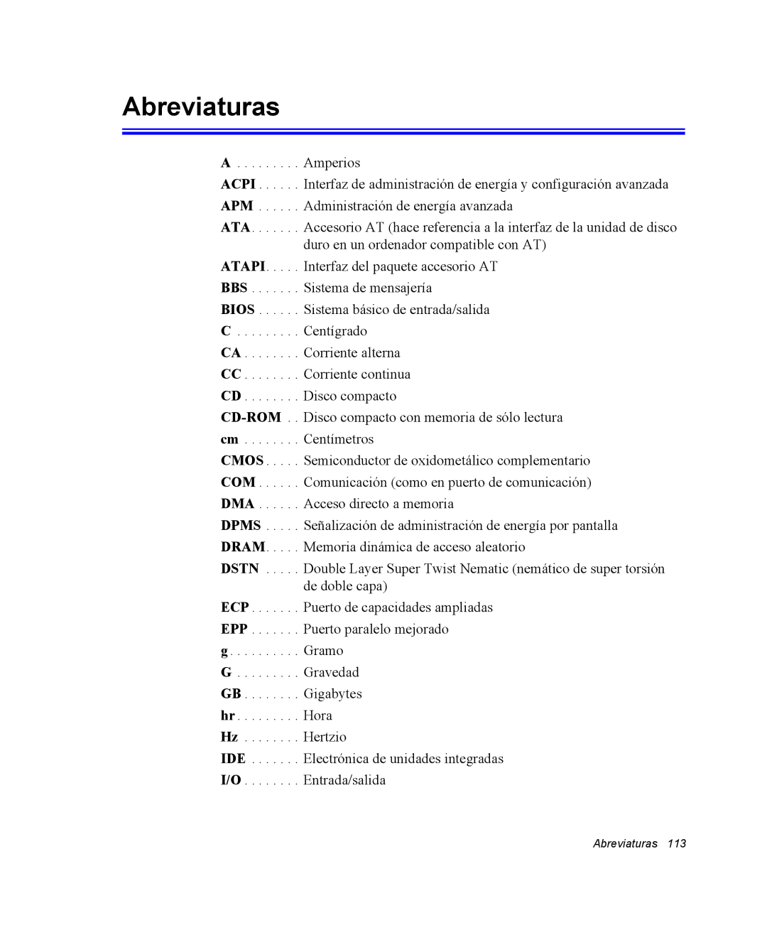 Samsung NQ20RH238H/SES, NQ20RH3LMJ/SES, NQ20RP3PHG/SES, NQ20RP31Y8/SES, NQ20RH3LY2/SES manual Abreviaturas 