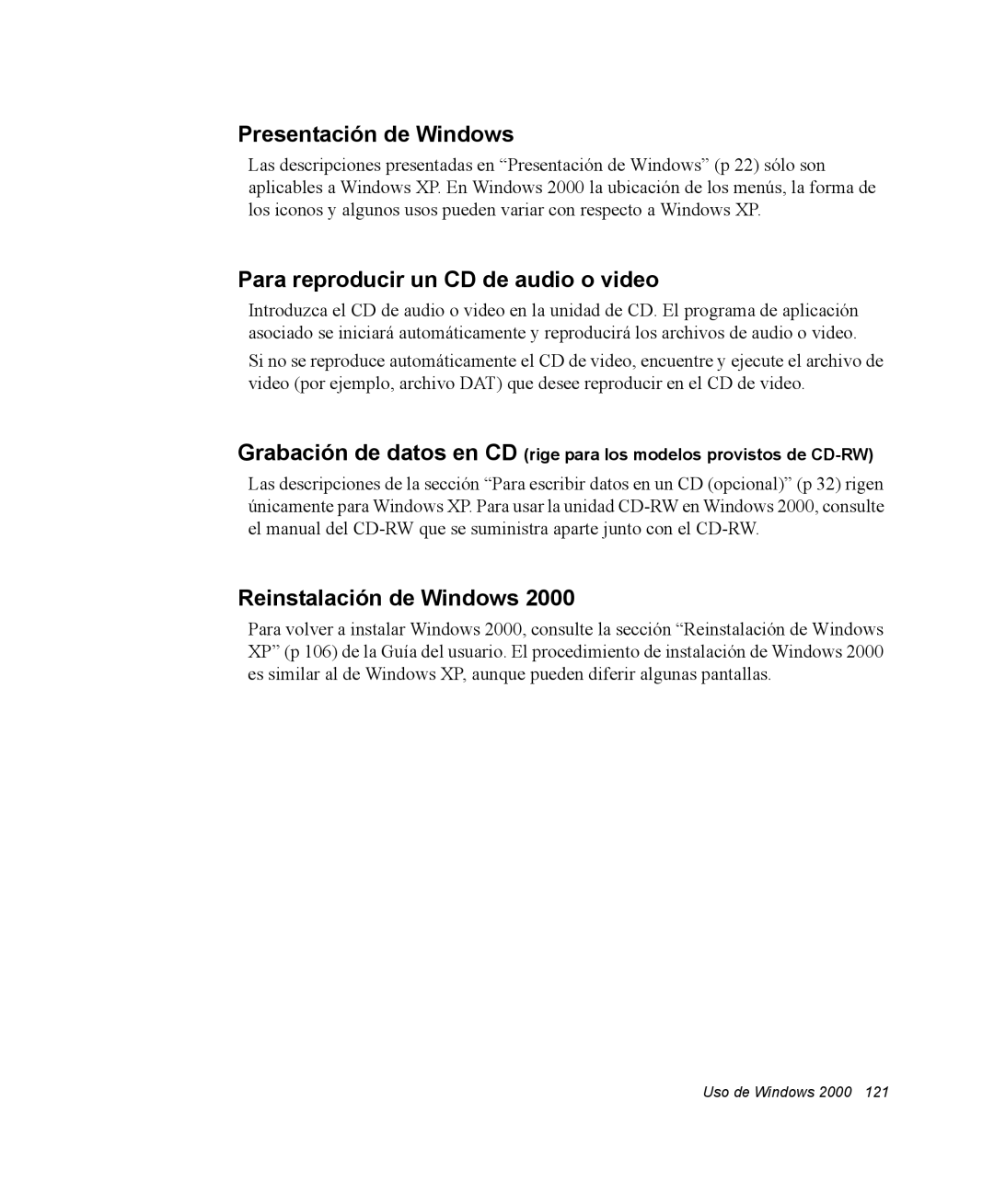 Samsung NQ20RH3LY2/SES, NQ20RH3LMJ/SES, NQ20RH238H/SES manual Presentación de Windows, Para reproducir un CD de audio o video 