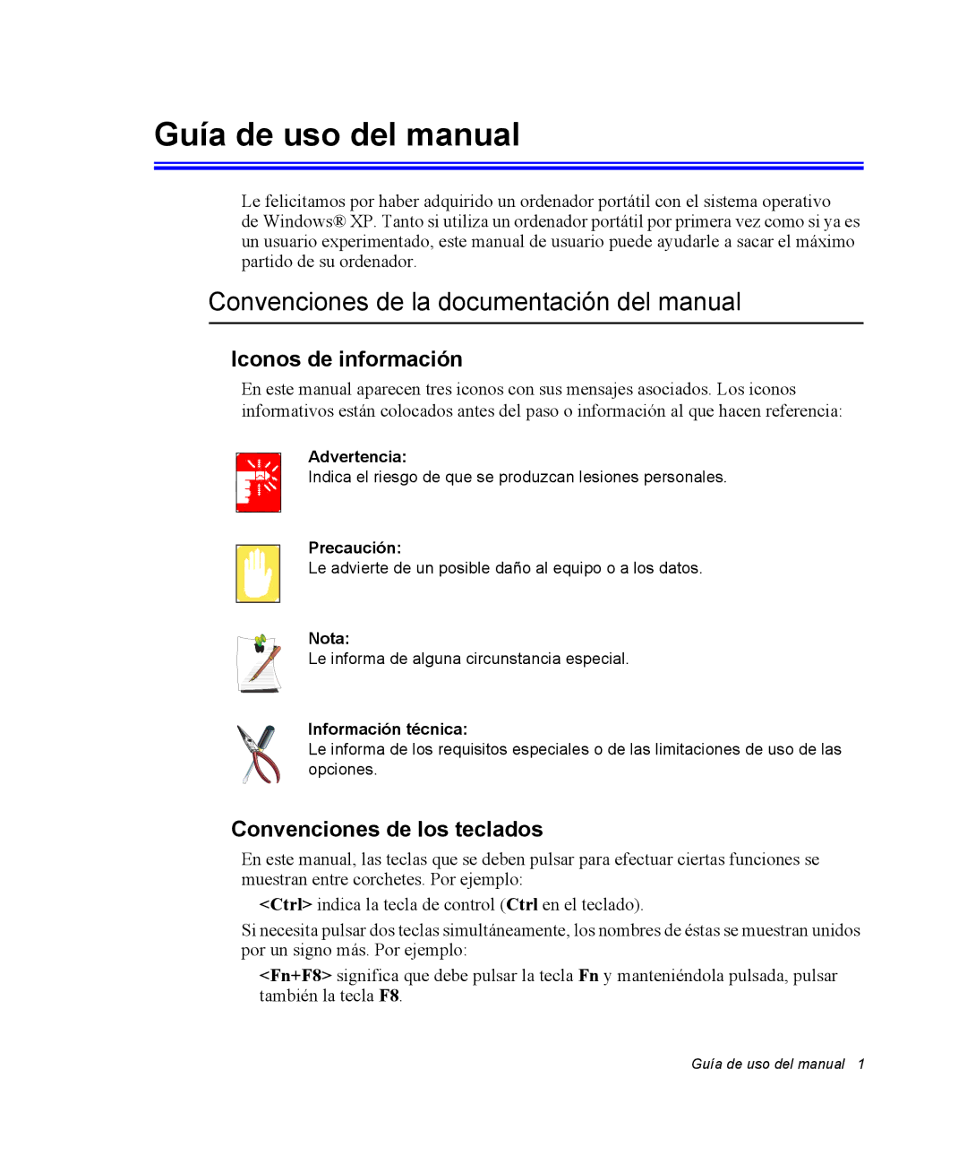 Samsung NQ20RH3LY2/SES Guía de uso del manual, Convenciones de la documentación del manual, Iconos de información 