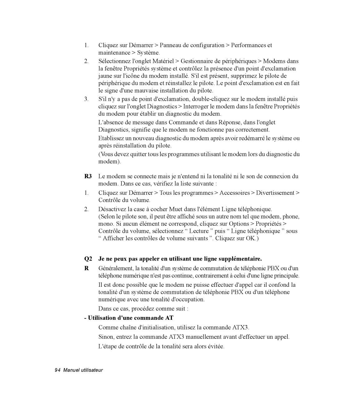 Samsung NQ20RP3M62/SEF, NQ20RP3LSU/SEF, NQ20RP3GH8/SEF, NQ20RP2HE8/SEF manual Utilisation dune commande AT 