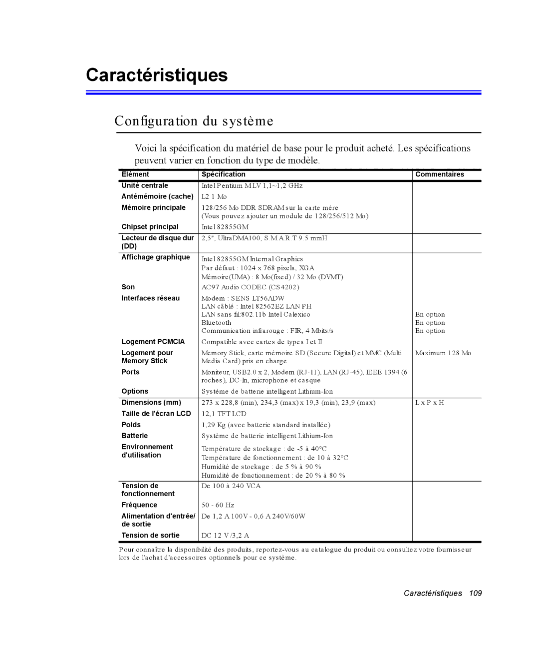 Samsung NQ20RP2HE8/SEF, NQ20RP3LSU/SEF, NQ20RP3GH8/SEF, NQ20RP3M62/SEF manual Caractéristiques, Configuration du système 