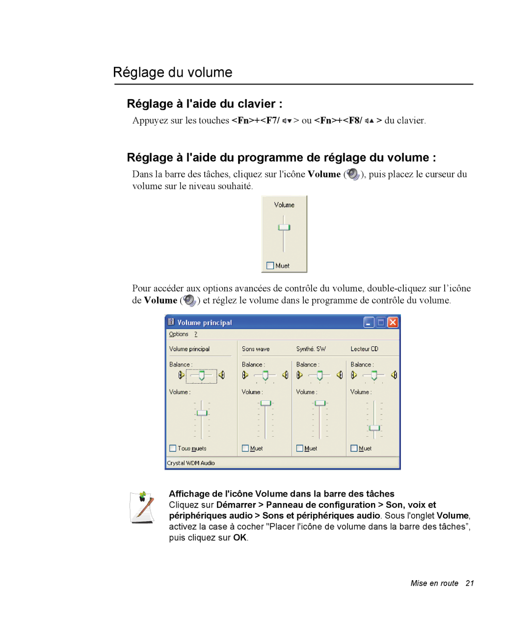 Samsung NQ20RP2HE8/SEF Réglage du volume, Réglage à laide du clavier, Réglage à laide du programme de réglage du volume 