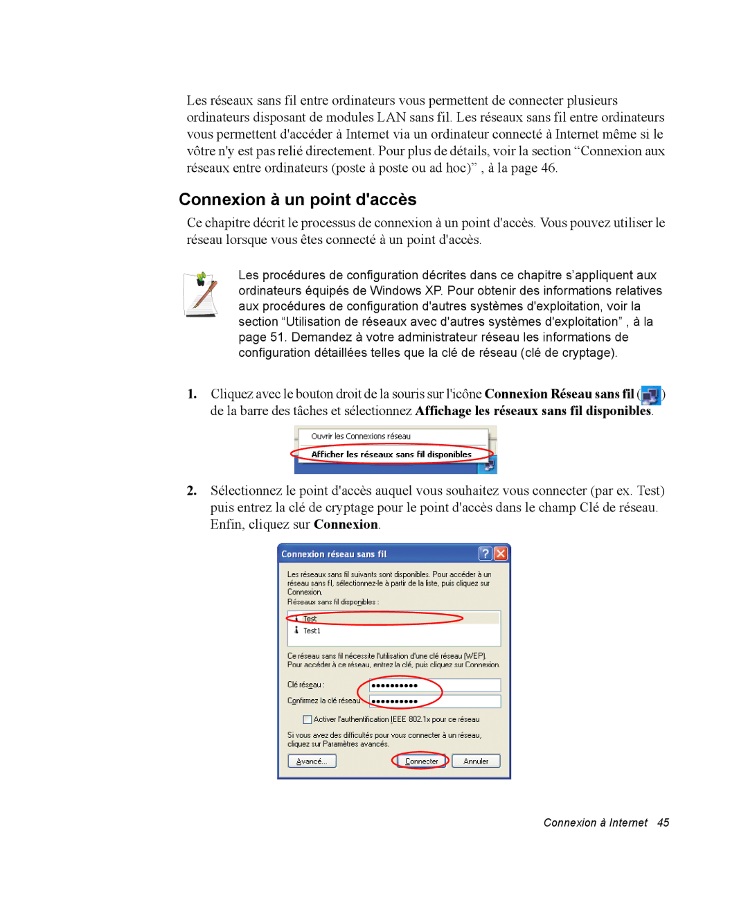 Samsung NQ20RP2HE8/SEF, NQ20RP3LSU/SEF, NQ20RP3GH8/SEF, NQ20RP3M62/SEF manual Connexion à un point daccès 