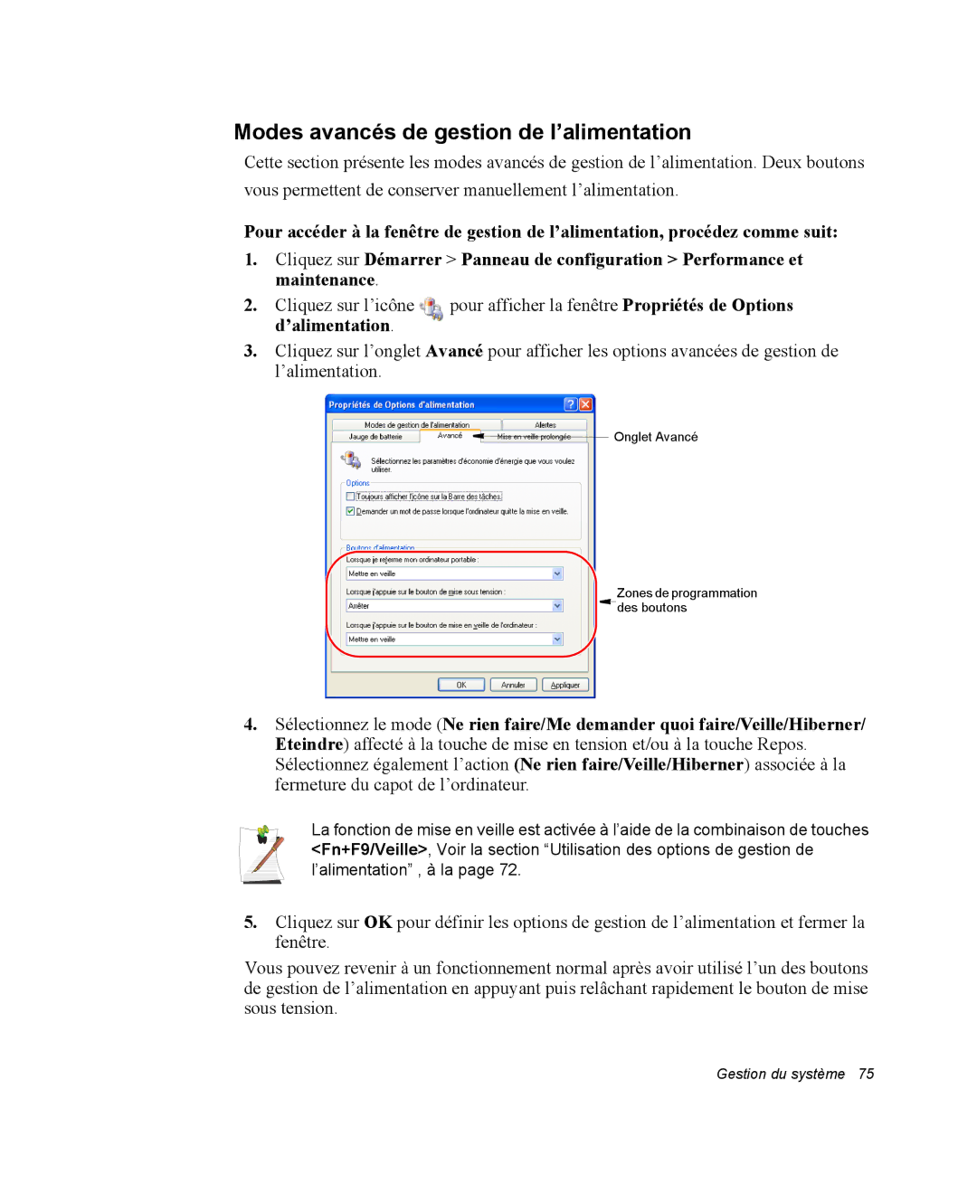 Samsung NQ20RP3LSU/SEF, NQ20RP3GH8/SEF, NQ20RP2HE8/SEF, NQ20RP3M62/SEF manual Modes avancés de gestion de l’alimentation 