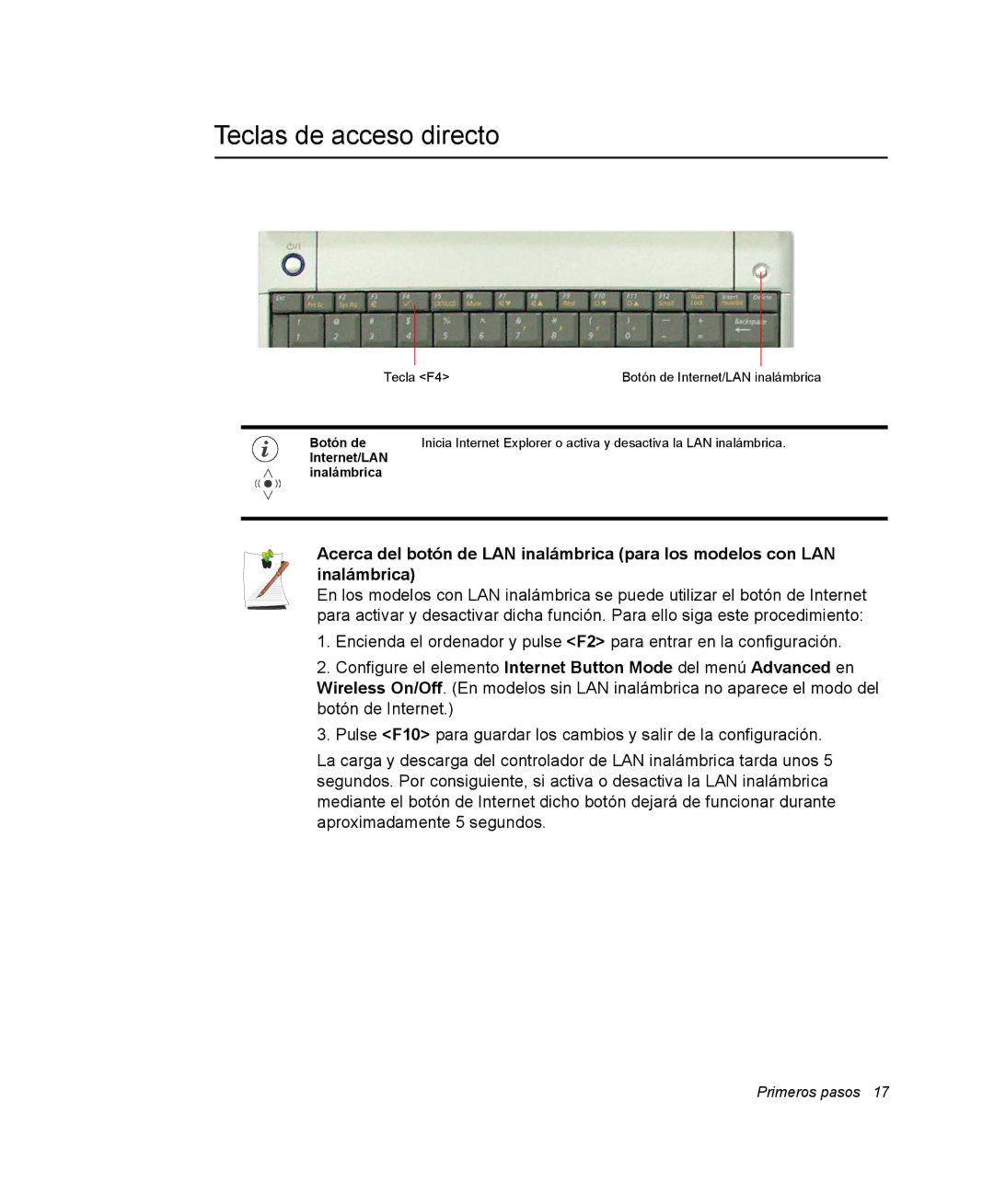 Samsung NQ25PRC004/SES, NQ25PRC003/SES, NQ25PRT001/SES, NQ25TP06KV/SES, NQ25PRT000/SES manual Teclas de acceso directo 