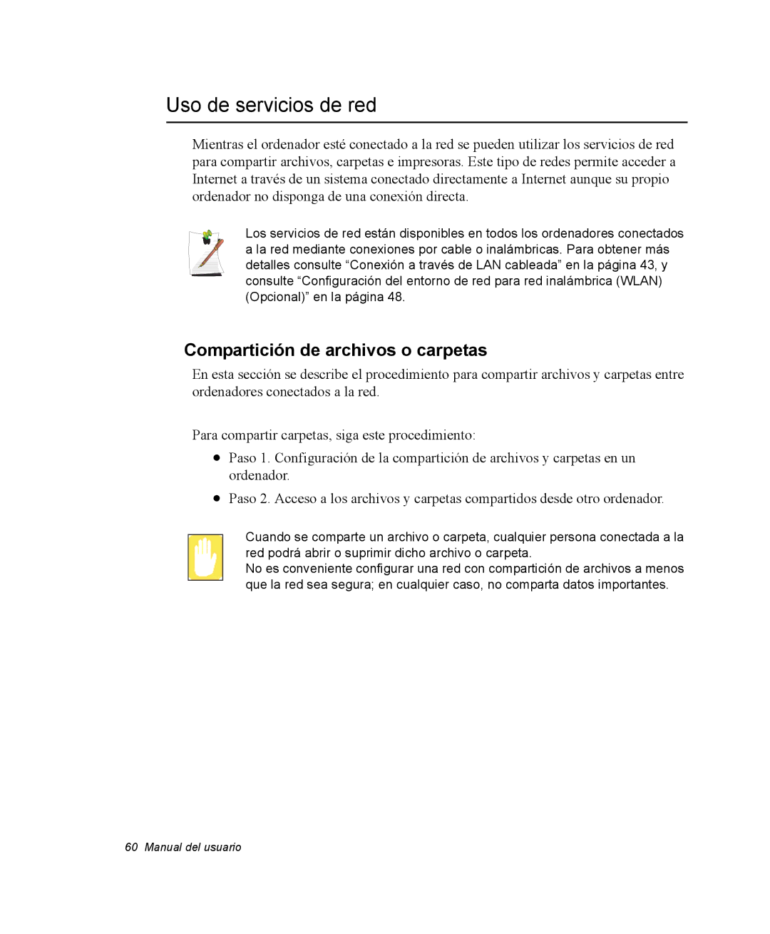 Samsung NQ25TP06KV/SES, NQ25PRC004/SES, NQ25PRC003/SES manual Uso de servicios de red, Compartición de archivos o carpetas 