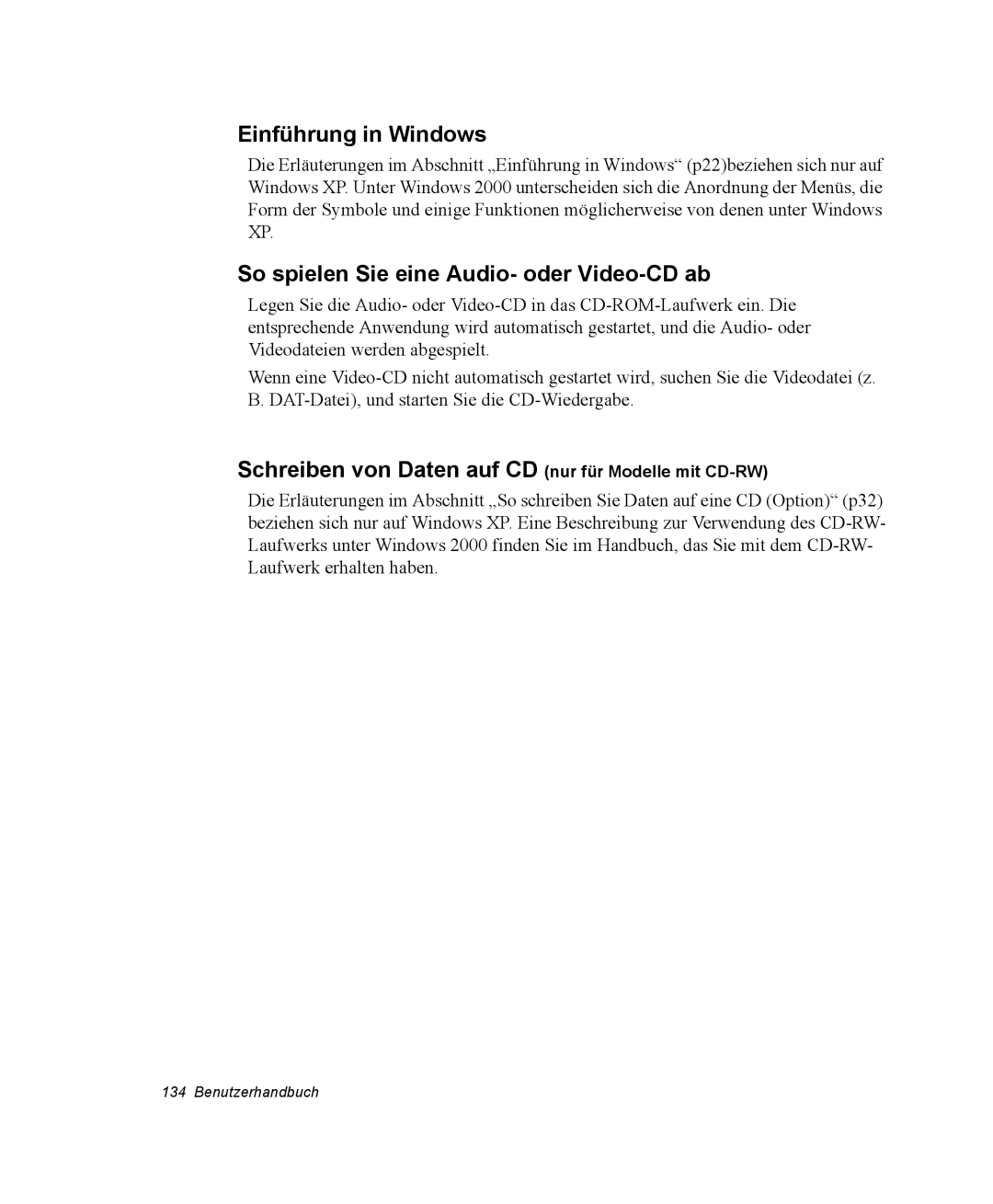 Samsung NQ25RP038P/SEG, NQ25PRT001/SEG, NQ25PRT002/SEG Einführung in Windows, So spielen Sie eine Audio- oder Video-CD ab 