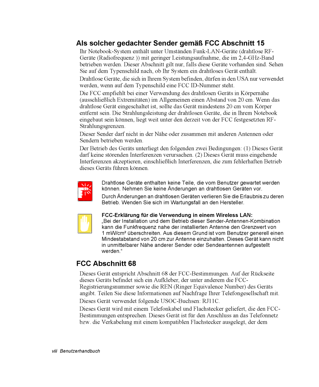 Samsung NQ25PRT001/SEG, NQ25PRT002/SEG, NQ25RP04NV/SEK, NQ25RP038P/SEG manual Als solcher gedachter Sender gemäß FCC Abschnitt 