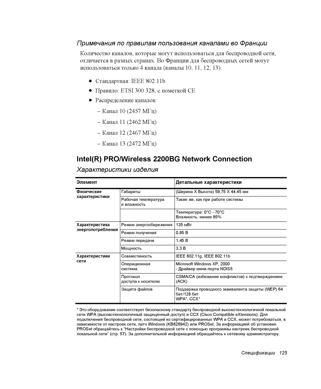 Samsung NQ25TH063F/SER, NQ25RH032V/SER manual IntelR PRO/Wireless 2200BG Network Connection 