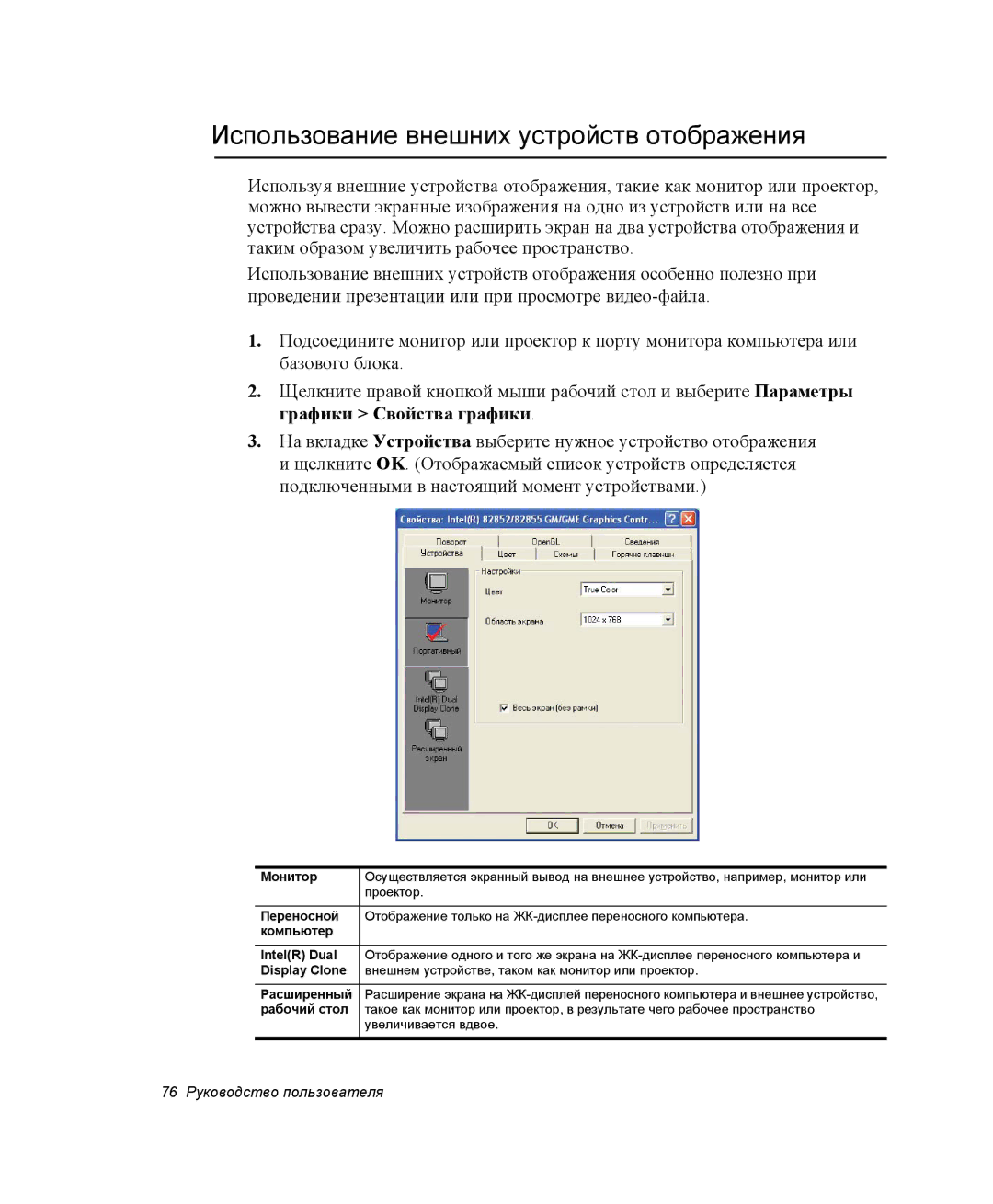 Samsung NQ25RH032V/SER, NQ25TH063F/SER manual Использование внешних устройств отображения 