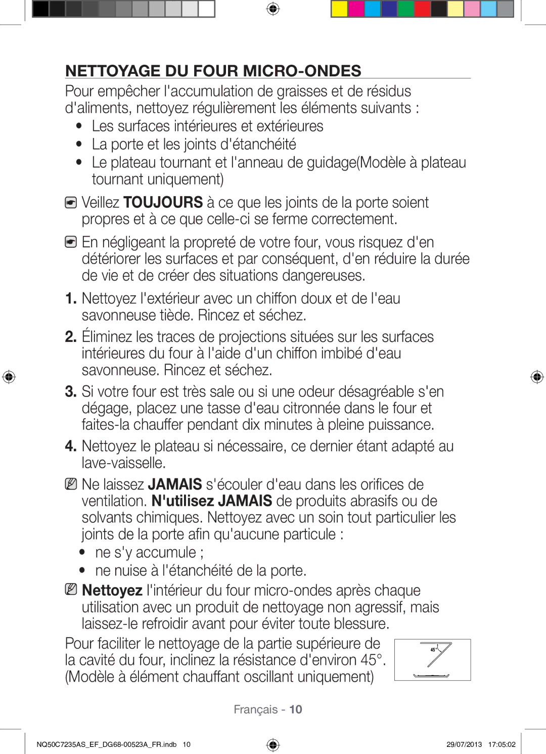 Samsung NQ50C7235AS/EF manual Nettoyage DU Four MICRO-ONDES 