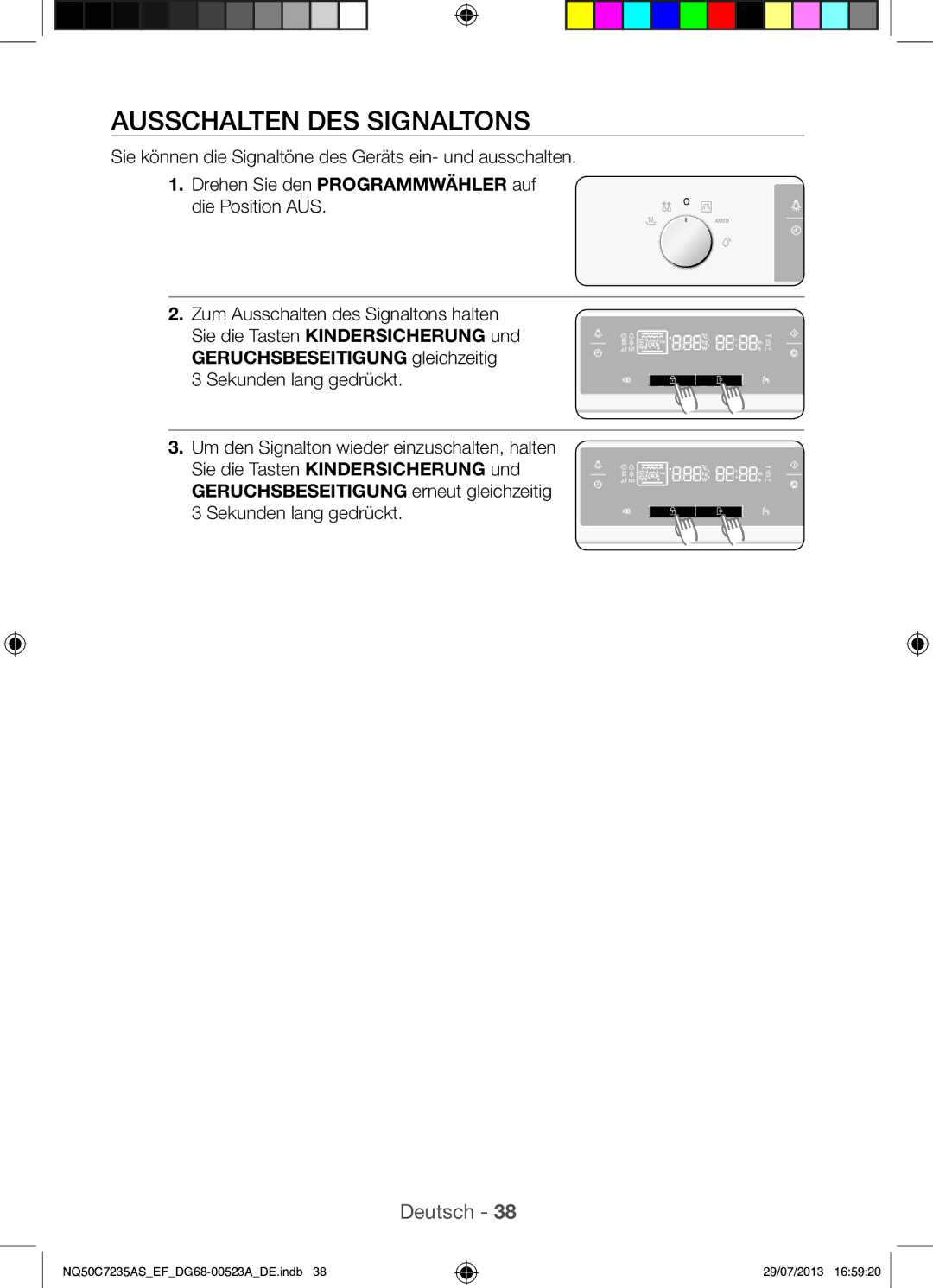 Samsung NQ50C7235AS/EF manual Ausschalten DES Signaltons 