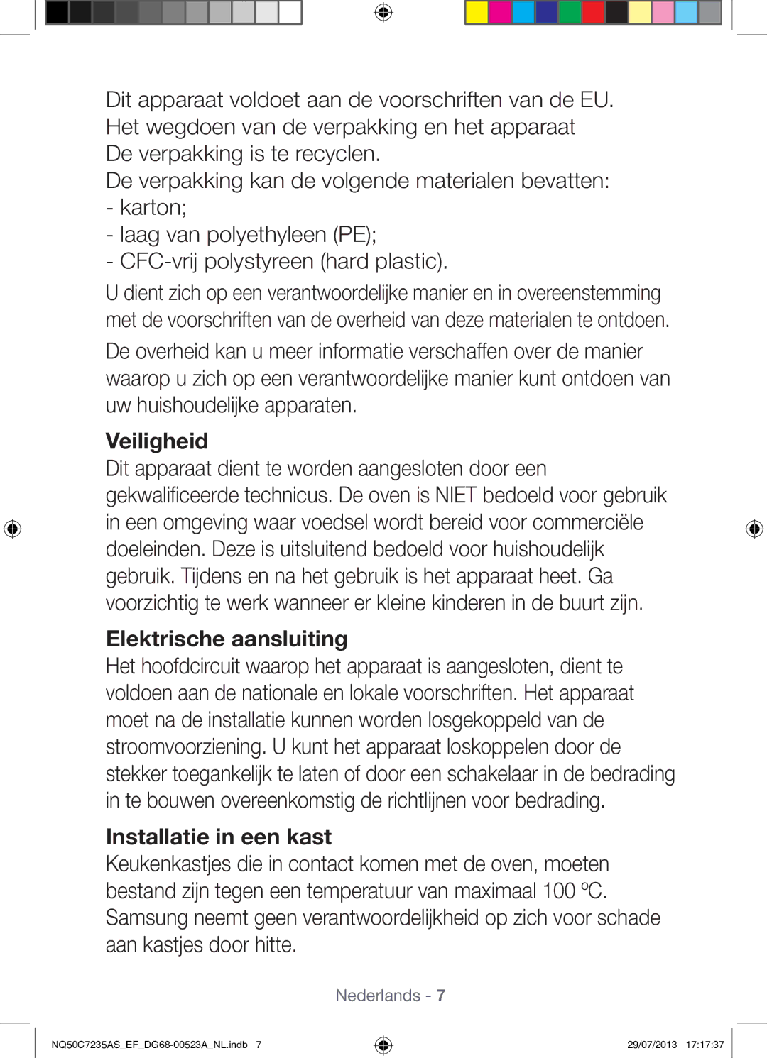 Samsung NQ50C7235AS/EF manual Veiligheid 