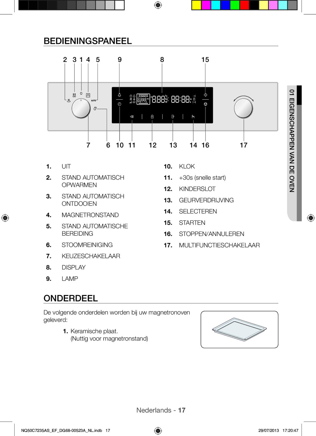 Samsung NQ50C7235AS/EF manual Bedieningspaneel, Onderdeel 